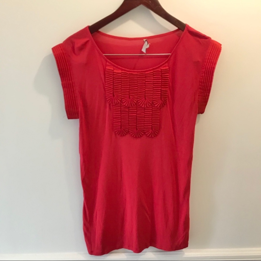 Ted Baker Red Ribbon Top 3 Medium Short Sleeves